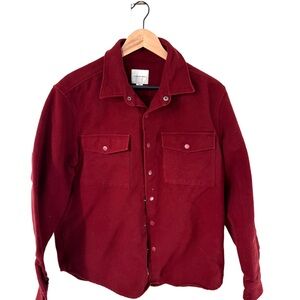American Eagle Maroon Snap Button Heavy Flannel Overshirt Jacket | Size L